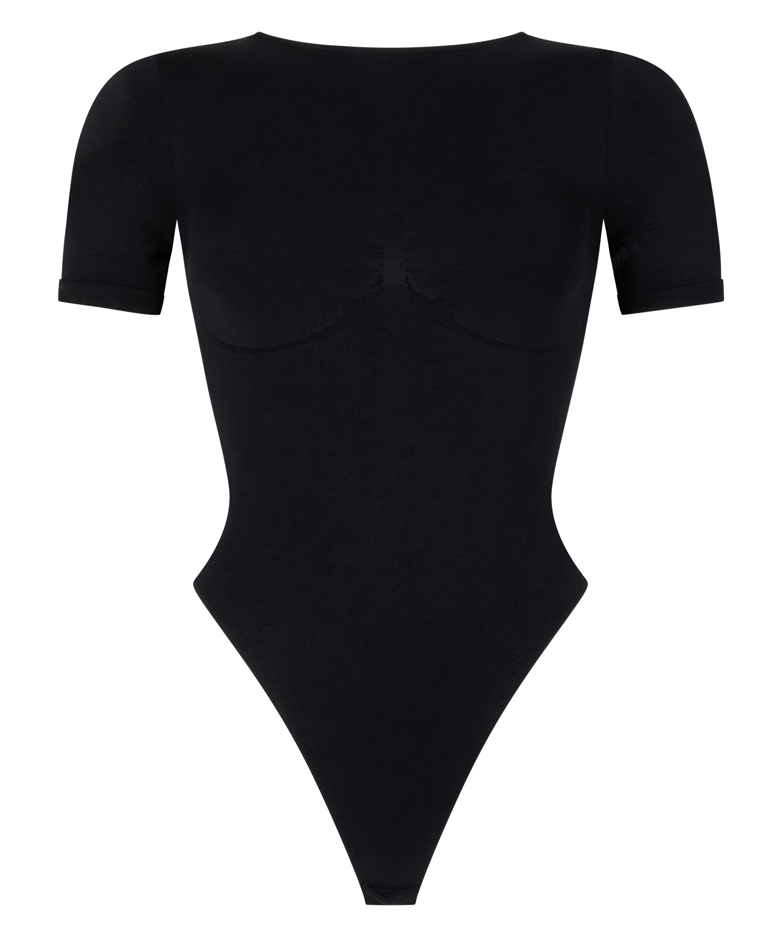 Seamless short sleeved body, Black, main