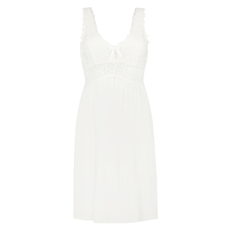 Modal Lace Slip Dress, White