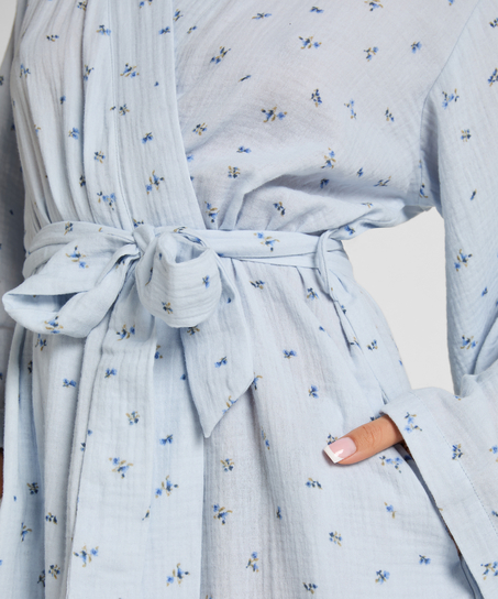 Muslin Robe Short, Blue