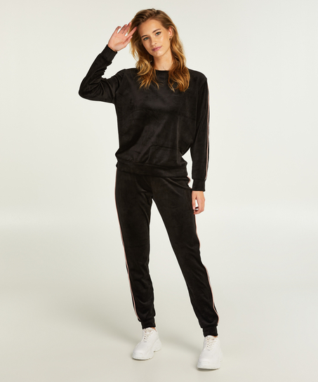 Velours Jogging Bottoms, Black