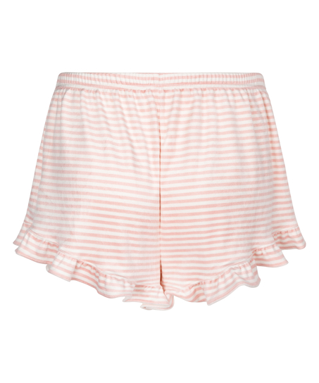 Velours Ruffle Shorts, Pink