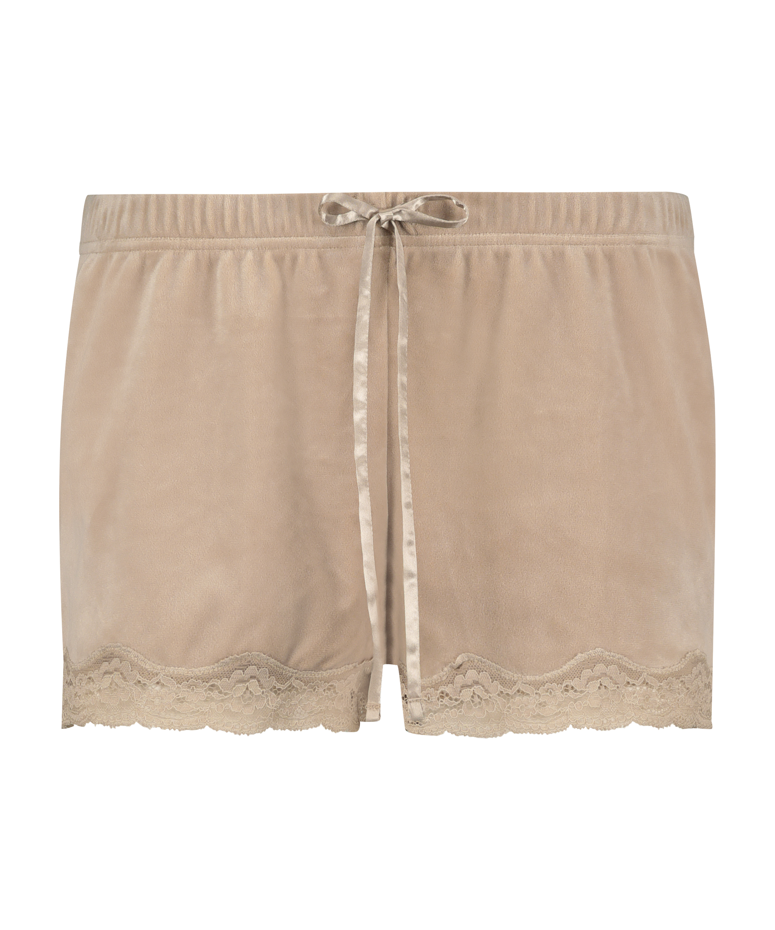 Velvet lace shorts, Beige, main