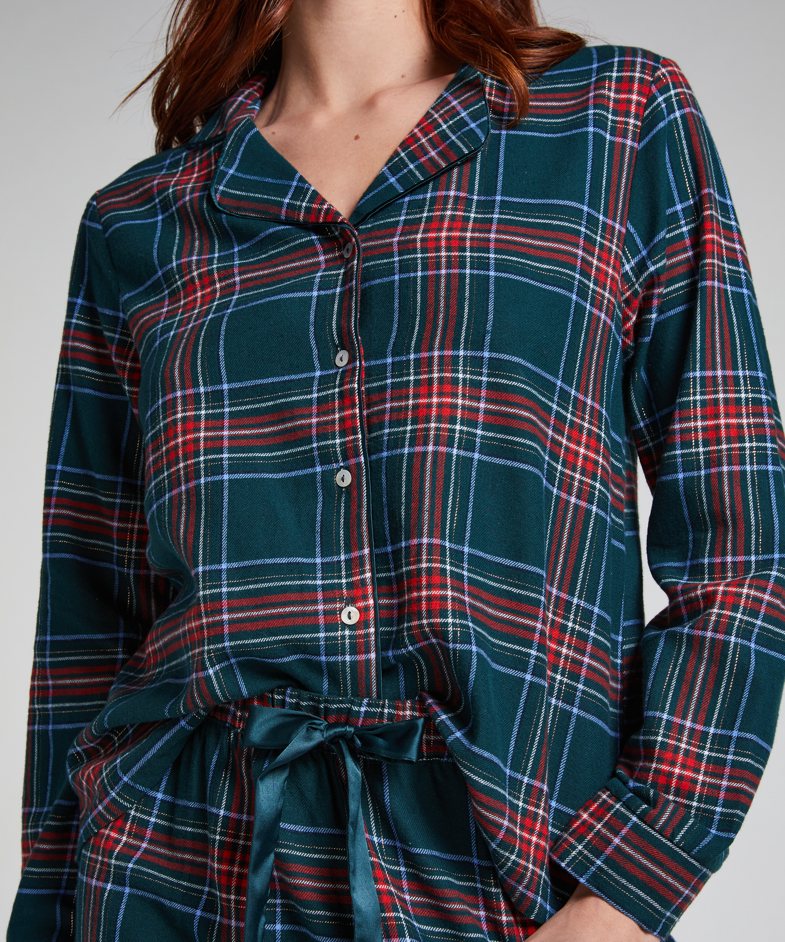 Flannel Pyjama Set, Green, main