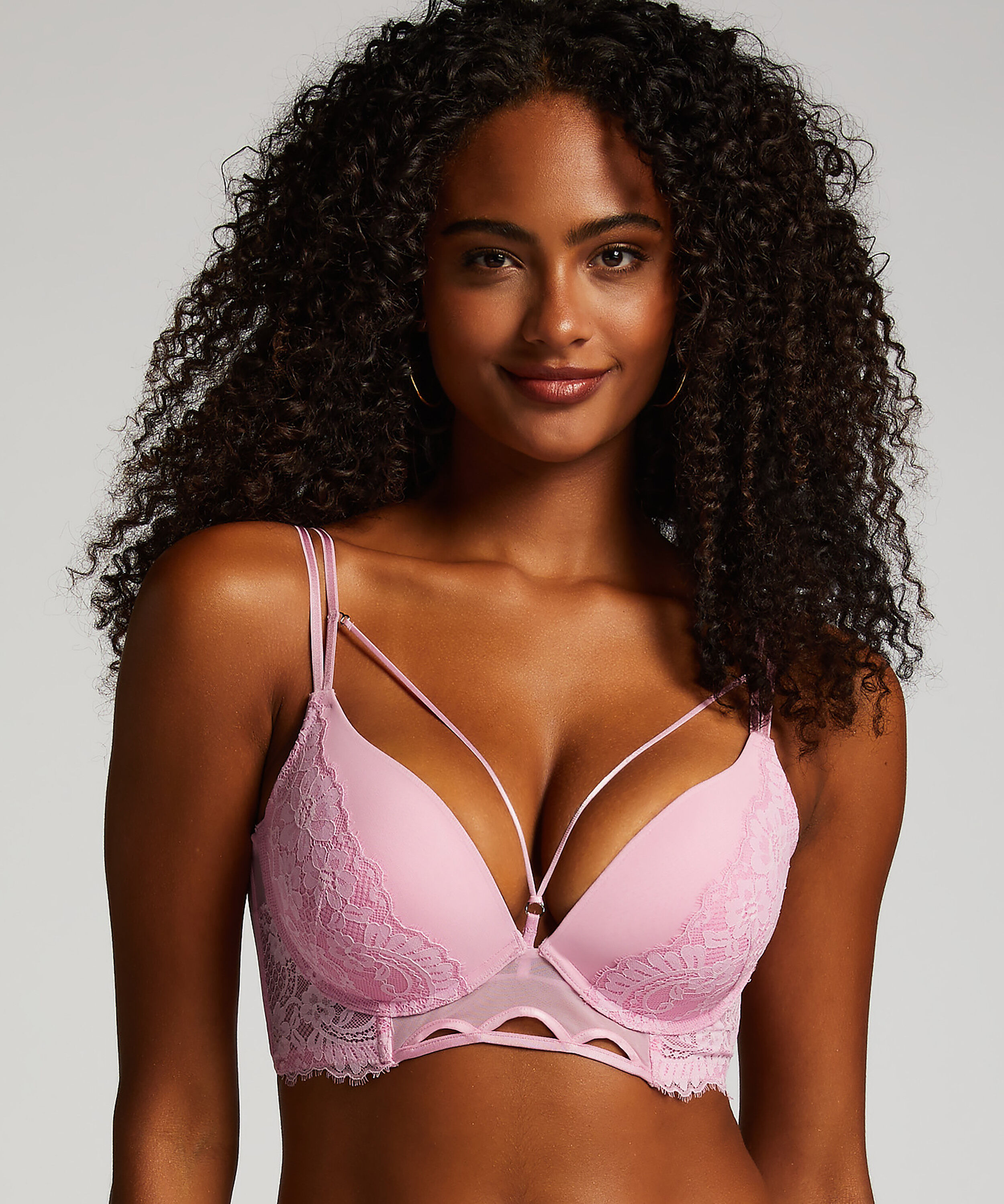 Lidia Padded Longline Push-Up Underwired Bra, Pink