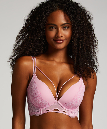 Lidia Padded Longline Push-Up Underwired Bra, Pink