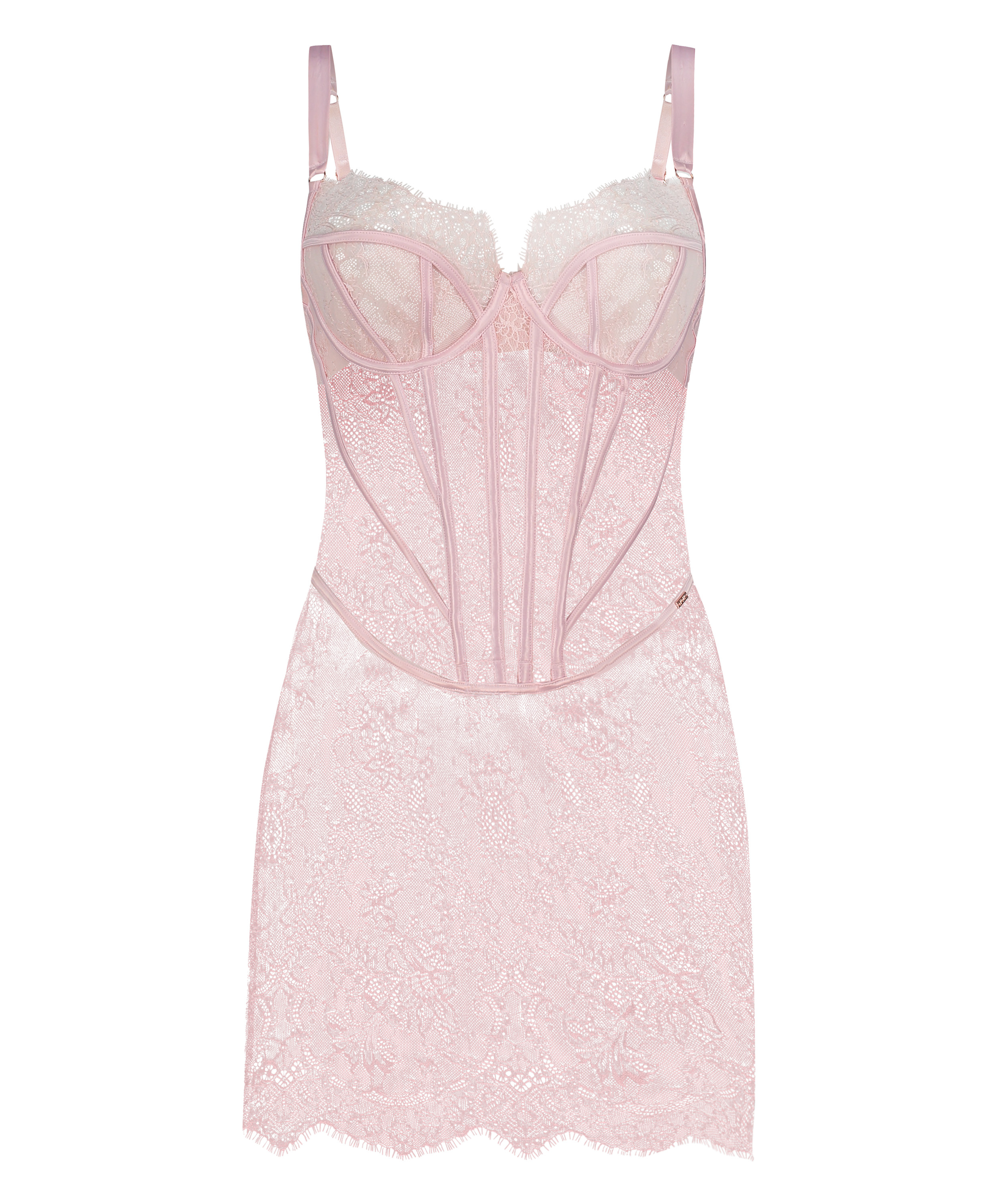 Lace Camille Slip dress, Pink, main