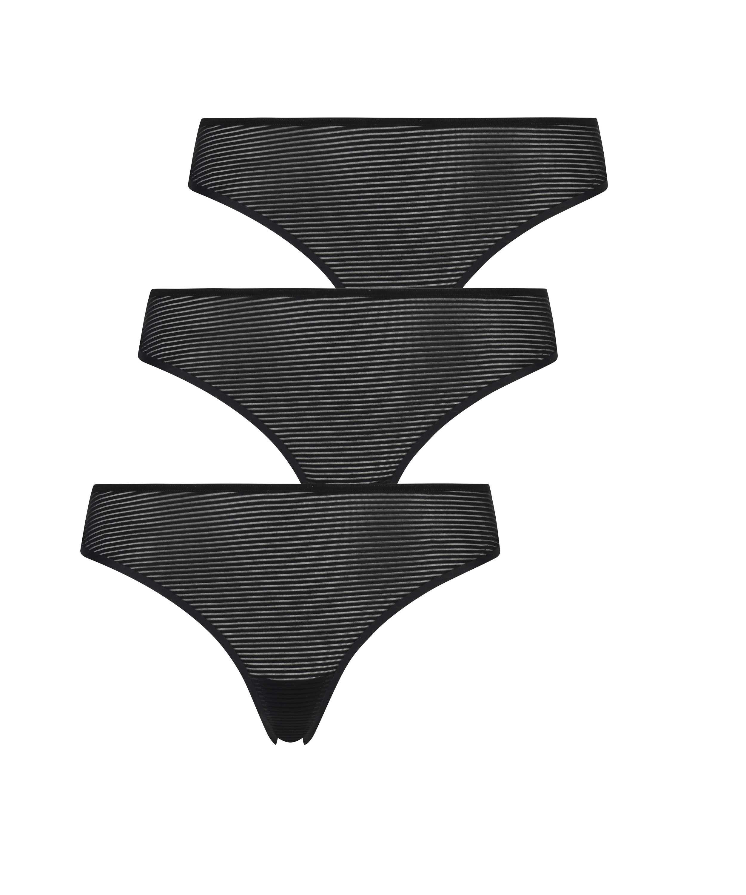3-Pack Invisible Thong, Black, main