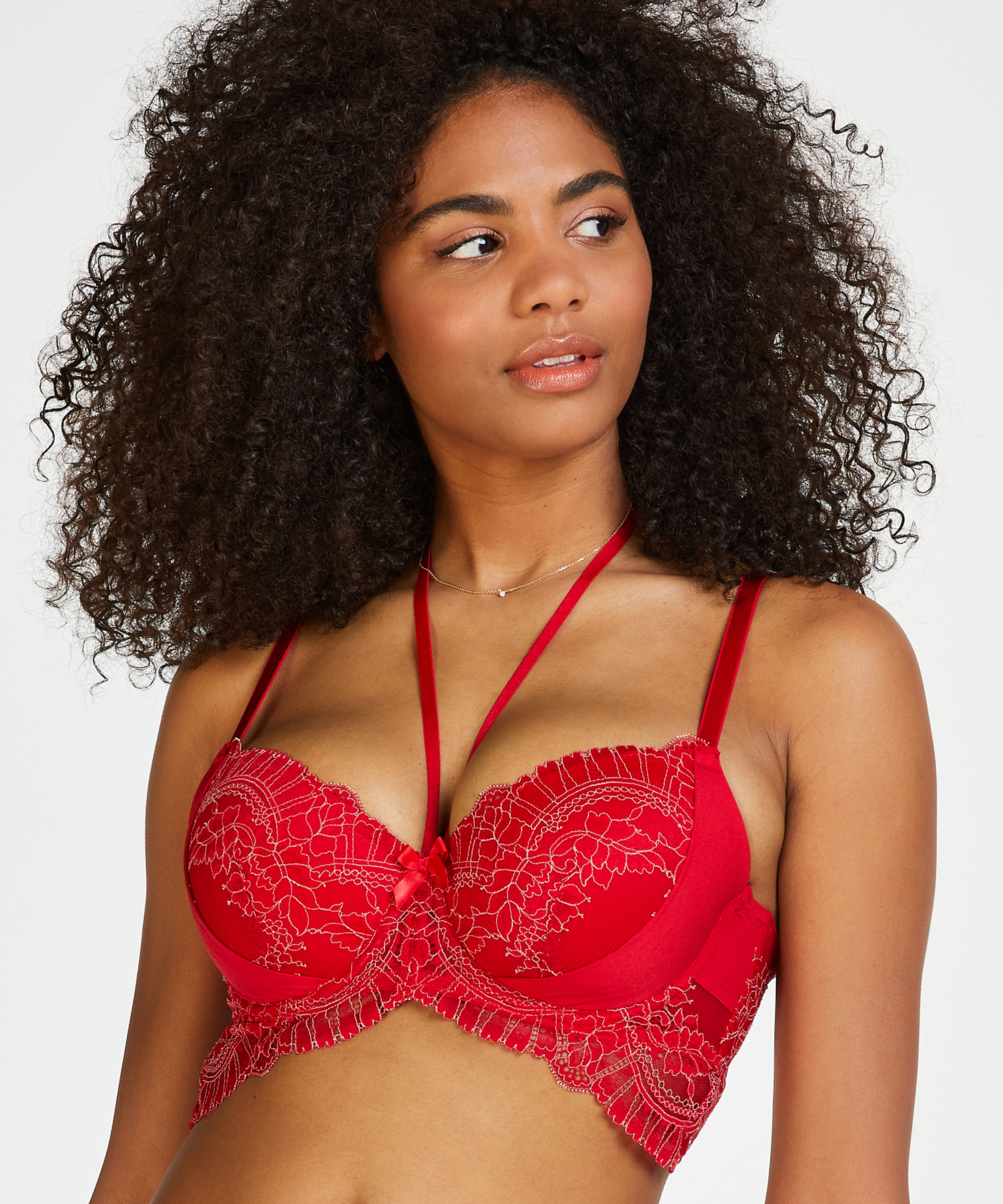 Coco Padded Longline Underwired Bra, Red, main