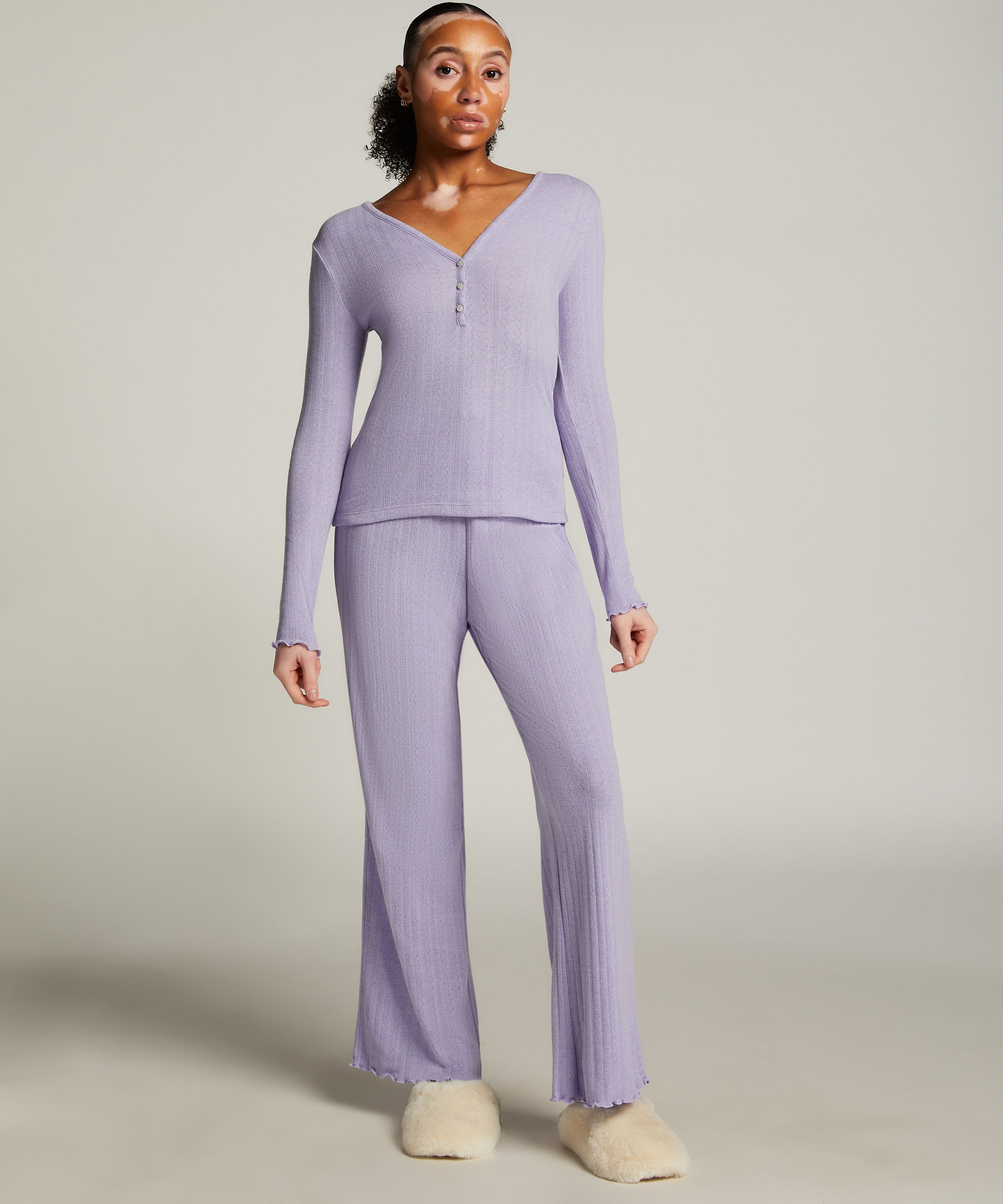 Henley Pyjama Top, Purple, main