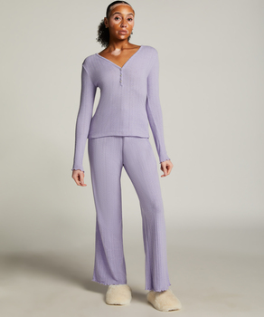 Henley Pyjama Top, Purple