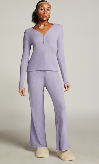 Henley Pyjama Top, Purple