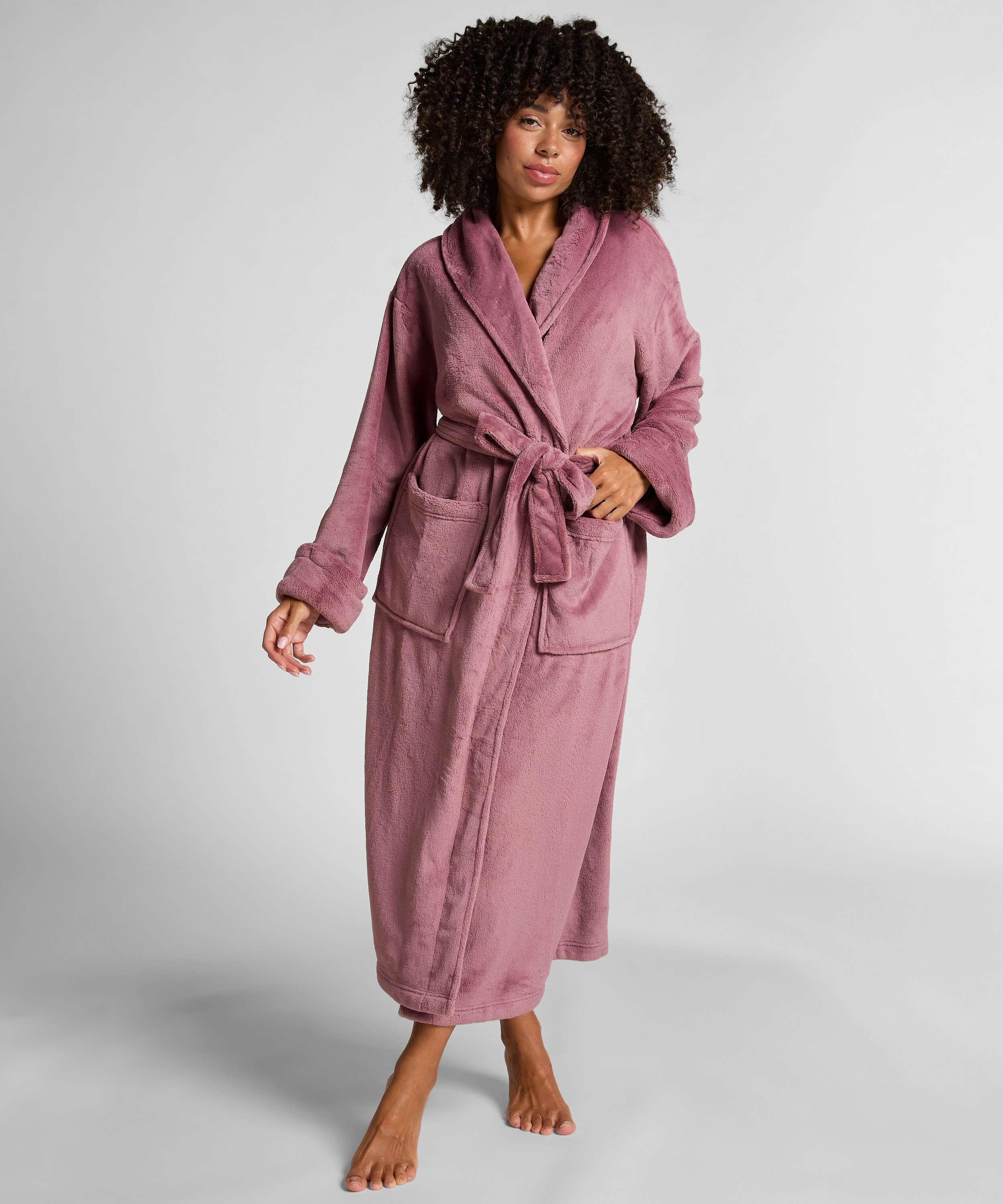 Soft Fleece Bathrobe, Purple, main