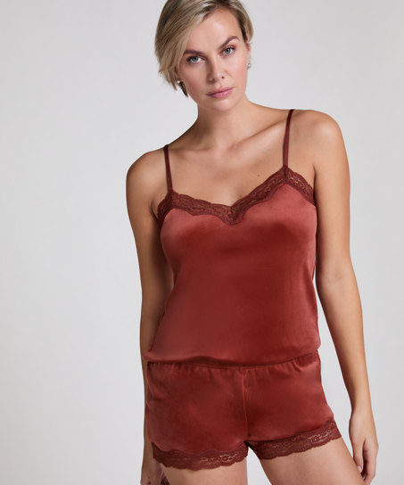 Velours Lace Cami Top, Brown