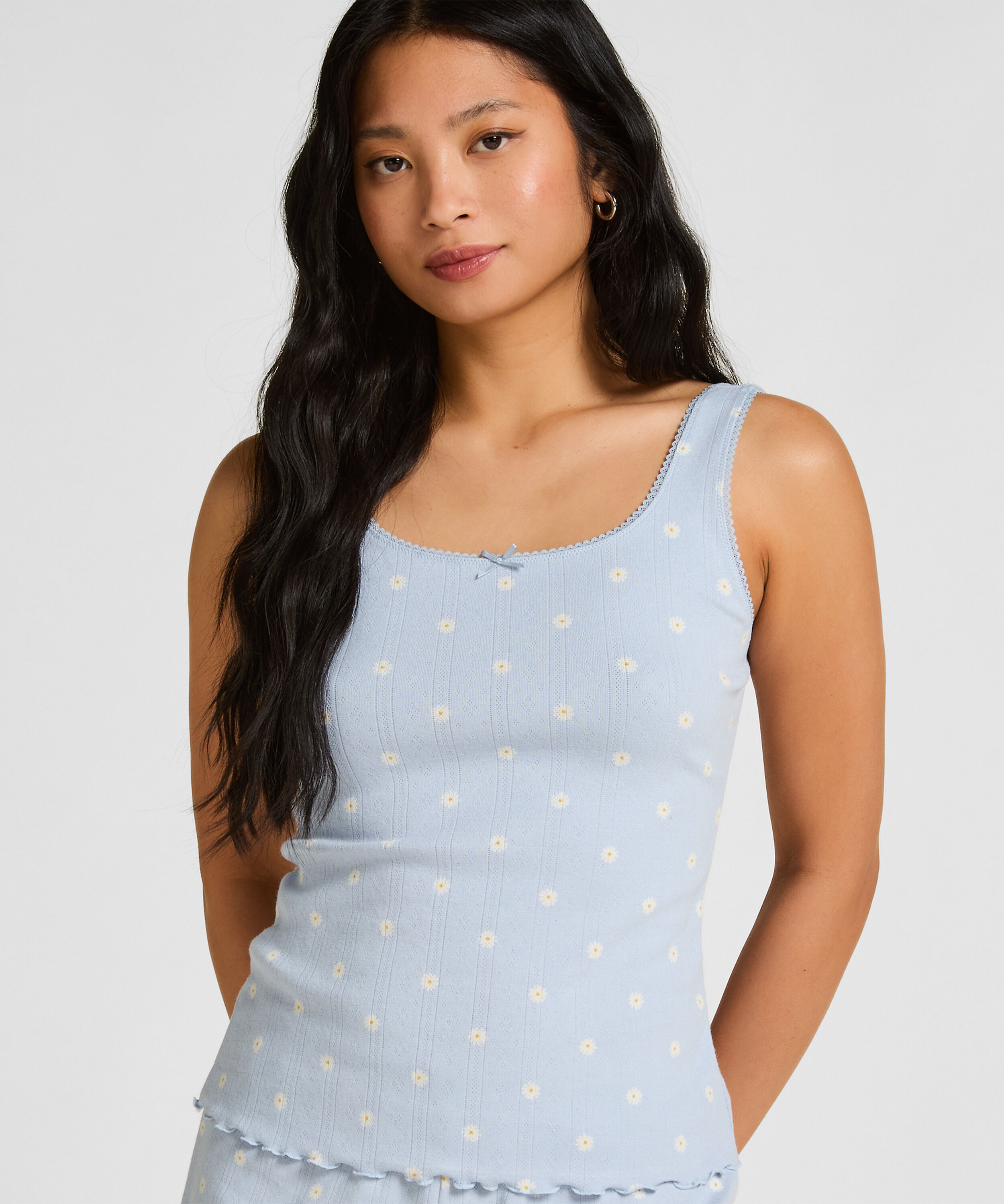 Pointelle Singlet, Blue Pointelle Singlet, Blue