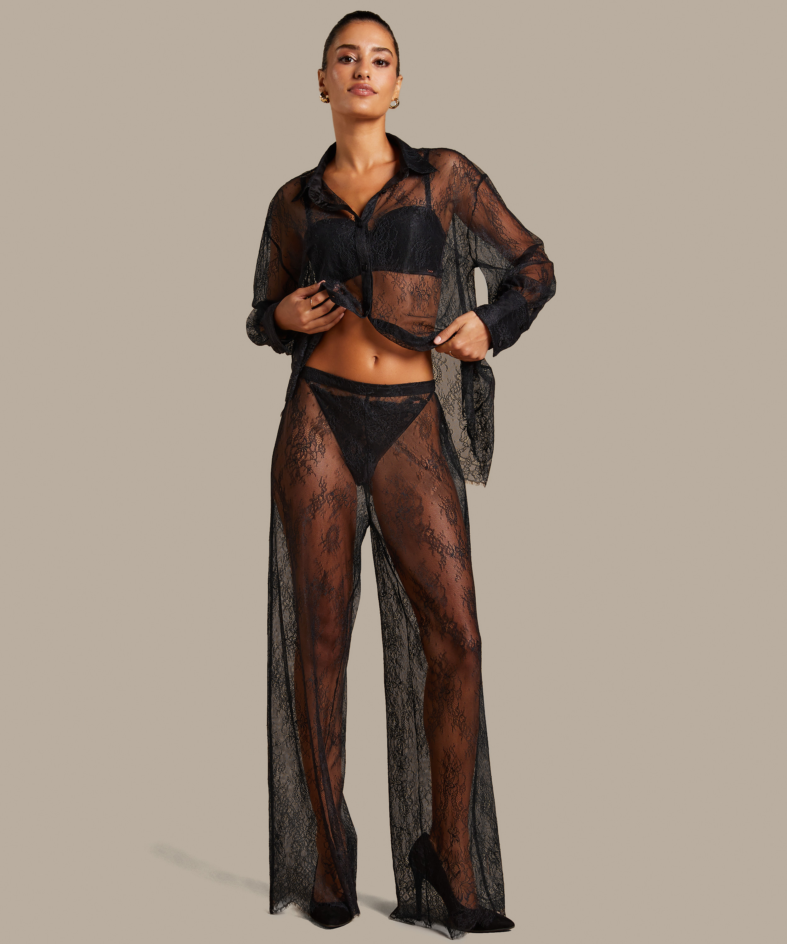 Camille Lace Pants, Black, main