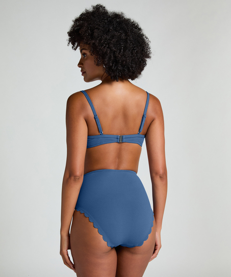 Scallop High Waist Rio Bikini Bottom, Blue