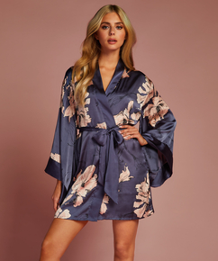 Bloom Satin Kimono, Blue