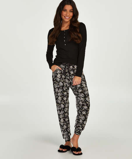 Long-Sleeved Pyjama Top , Black