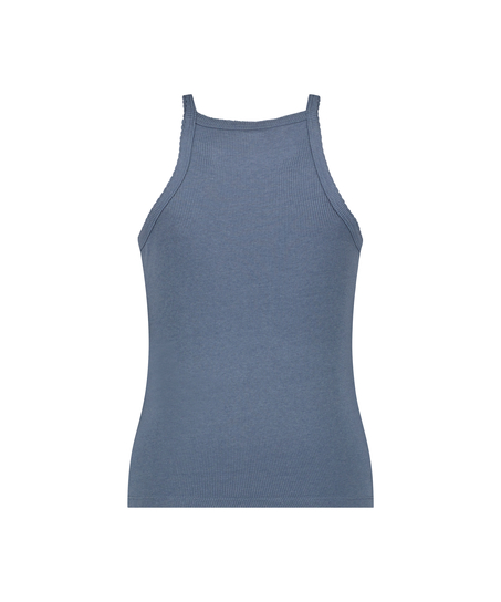 Ribbed Racer Back Top, Blue
