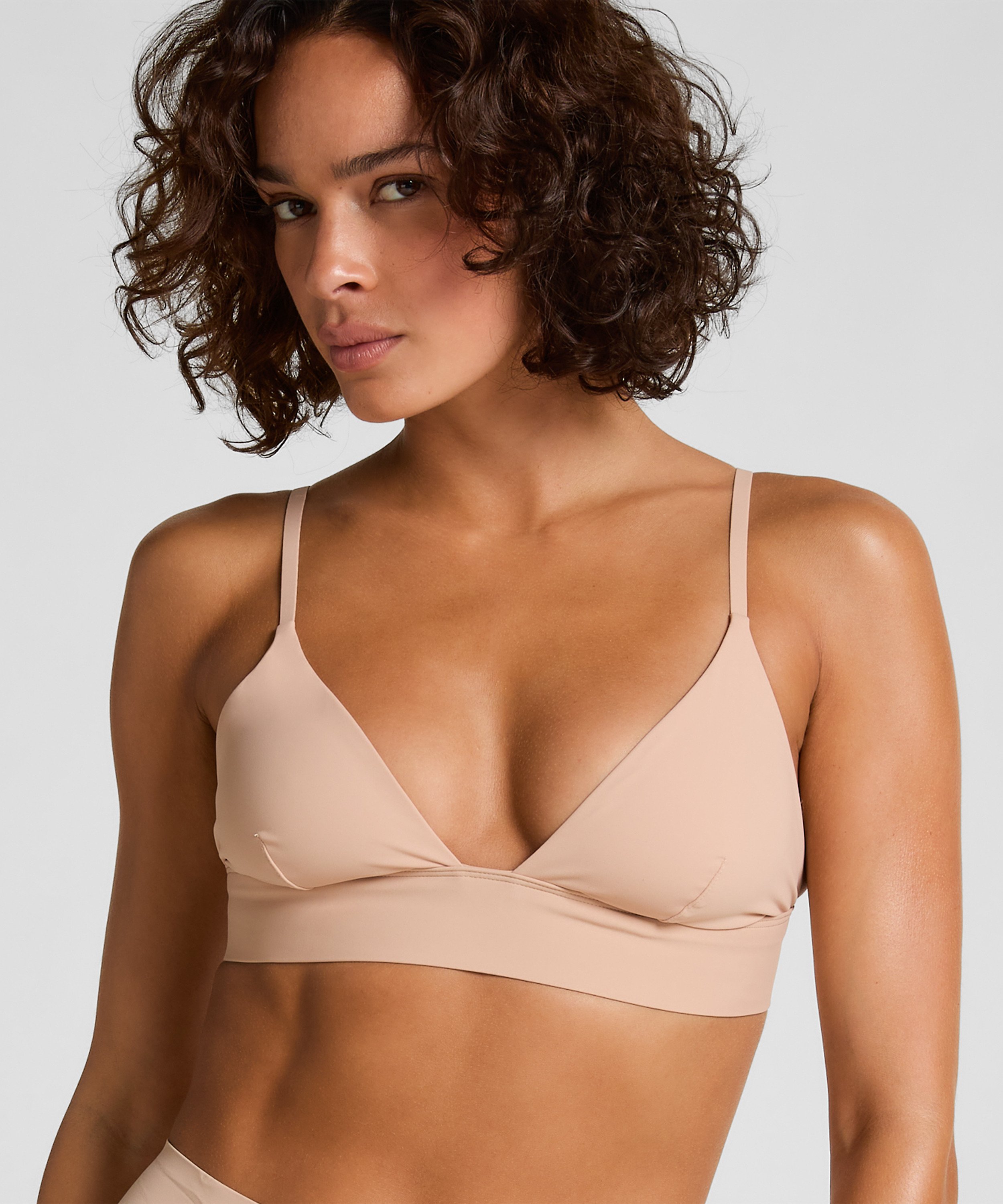 Smooth Triangle Bralette, Beige, main
