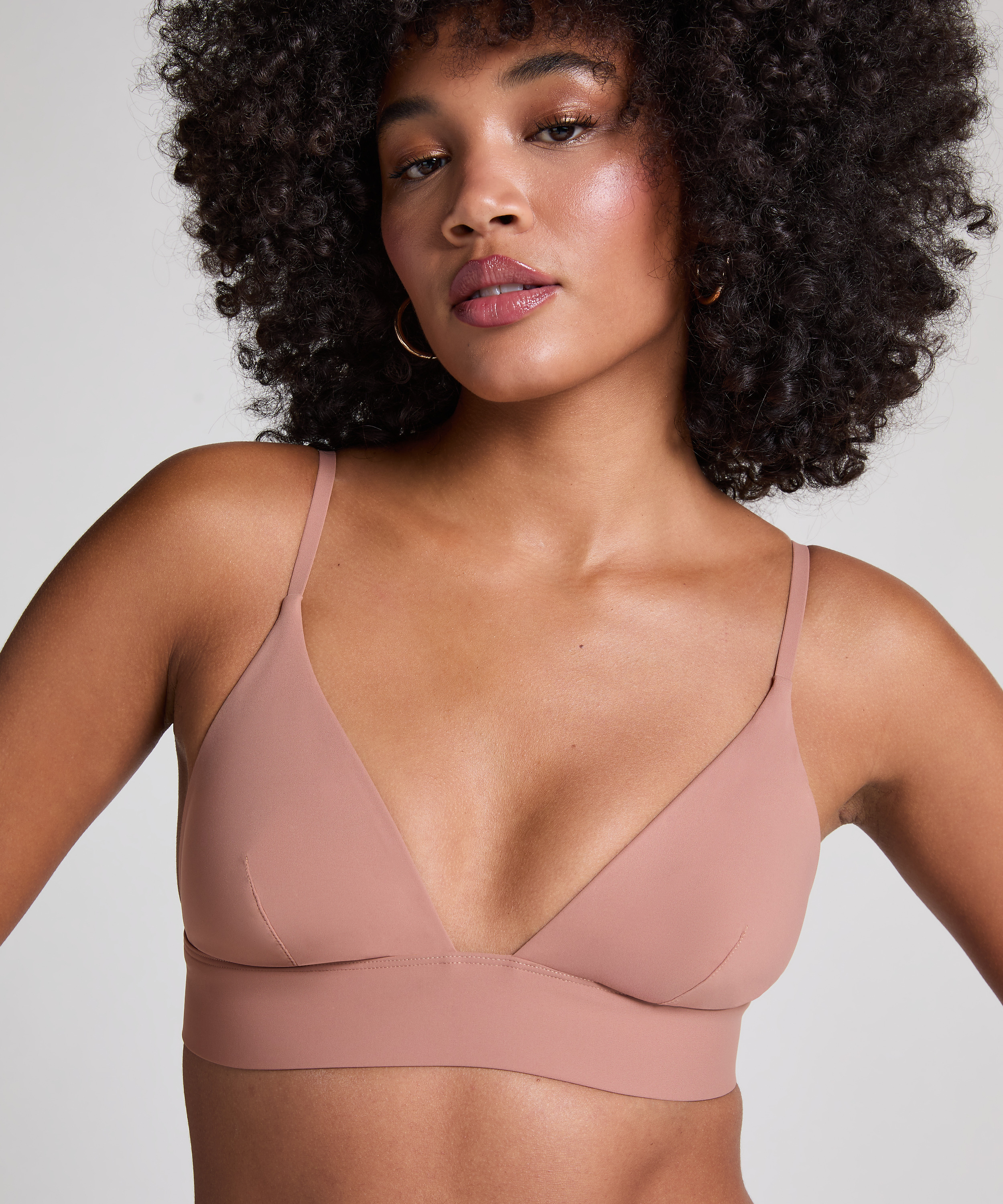 Smooth Triangle Bralette, Brown, main
