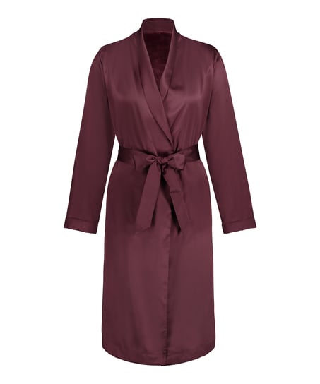 Satin Fleece Bathrobe, Purple