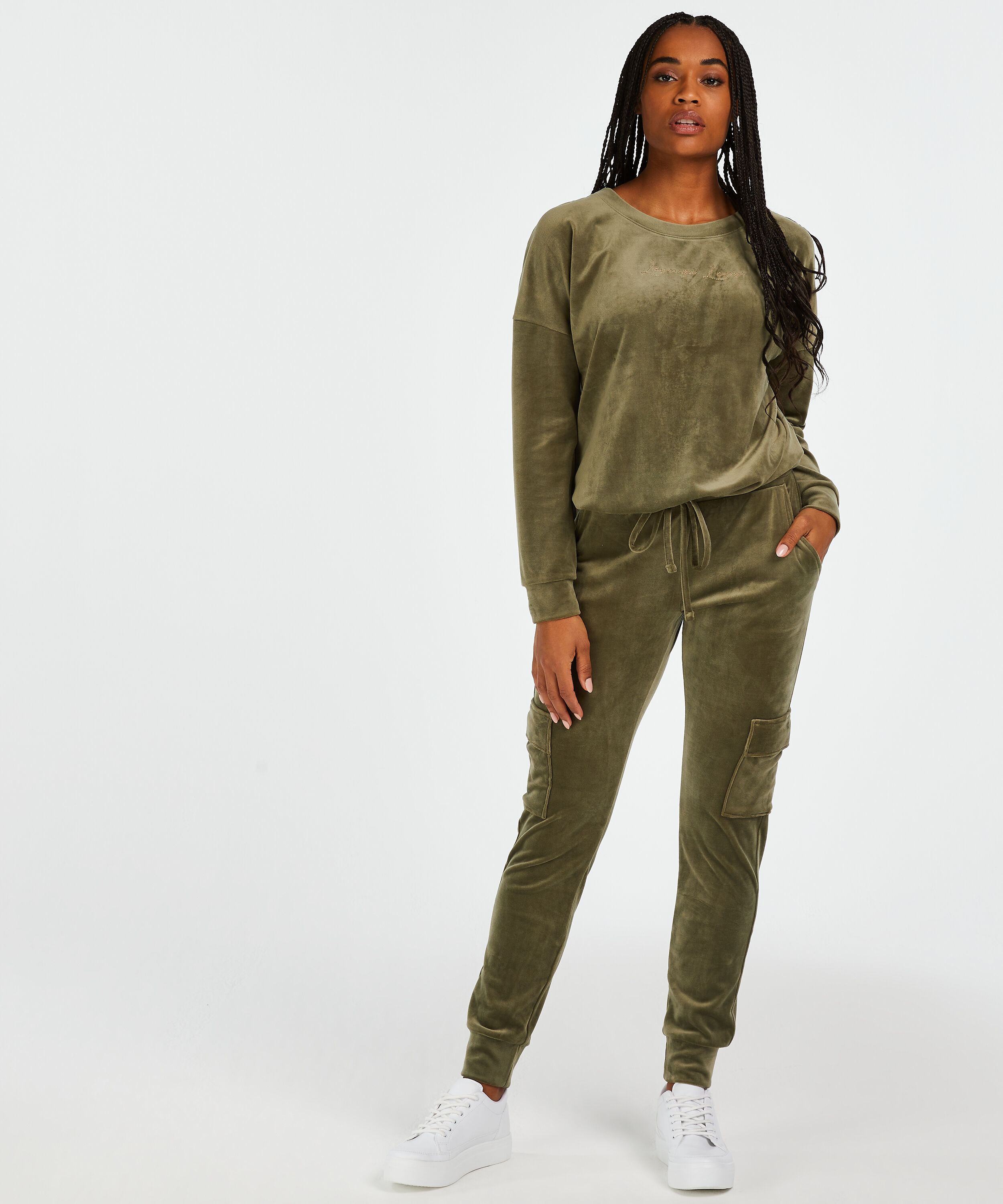 Long-sleeved Velours top, Green