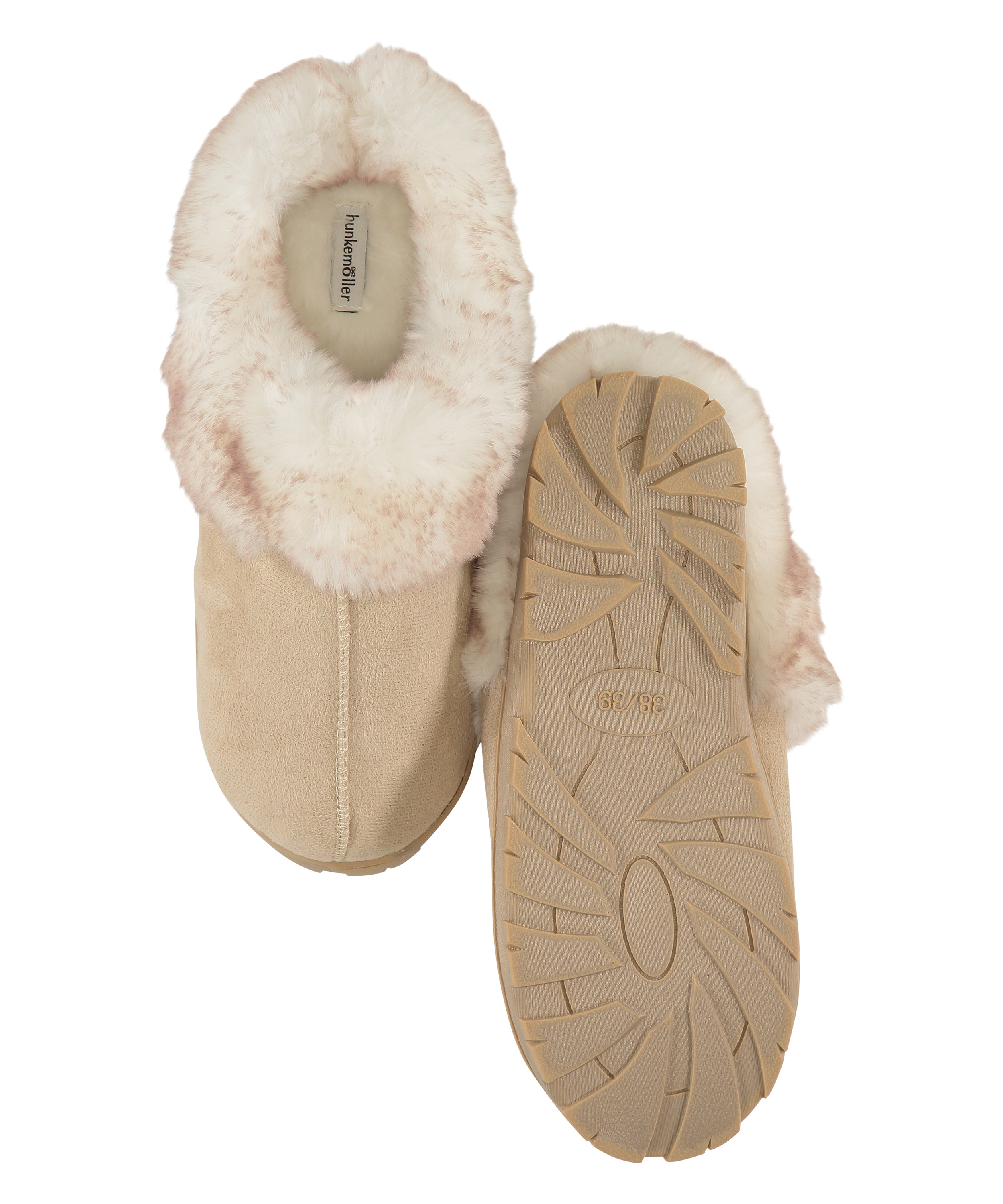 Fake fur slippers, Beige, main