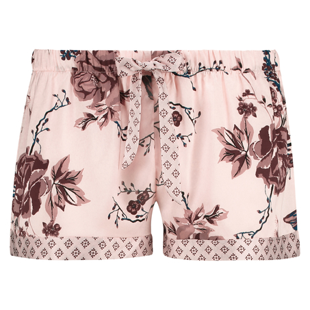 Satin Lace Pyjama Shorts, Pink