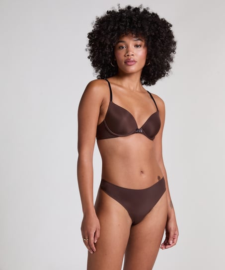 Plunge Padded Underwired Bra, Brown
