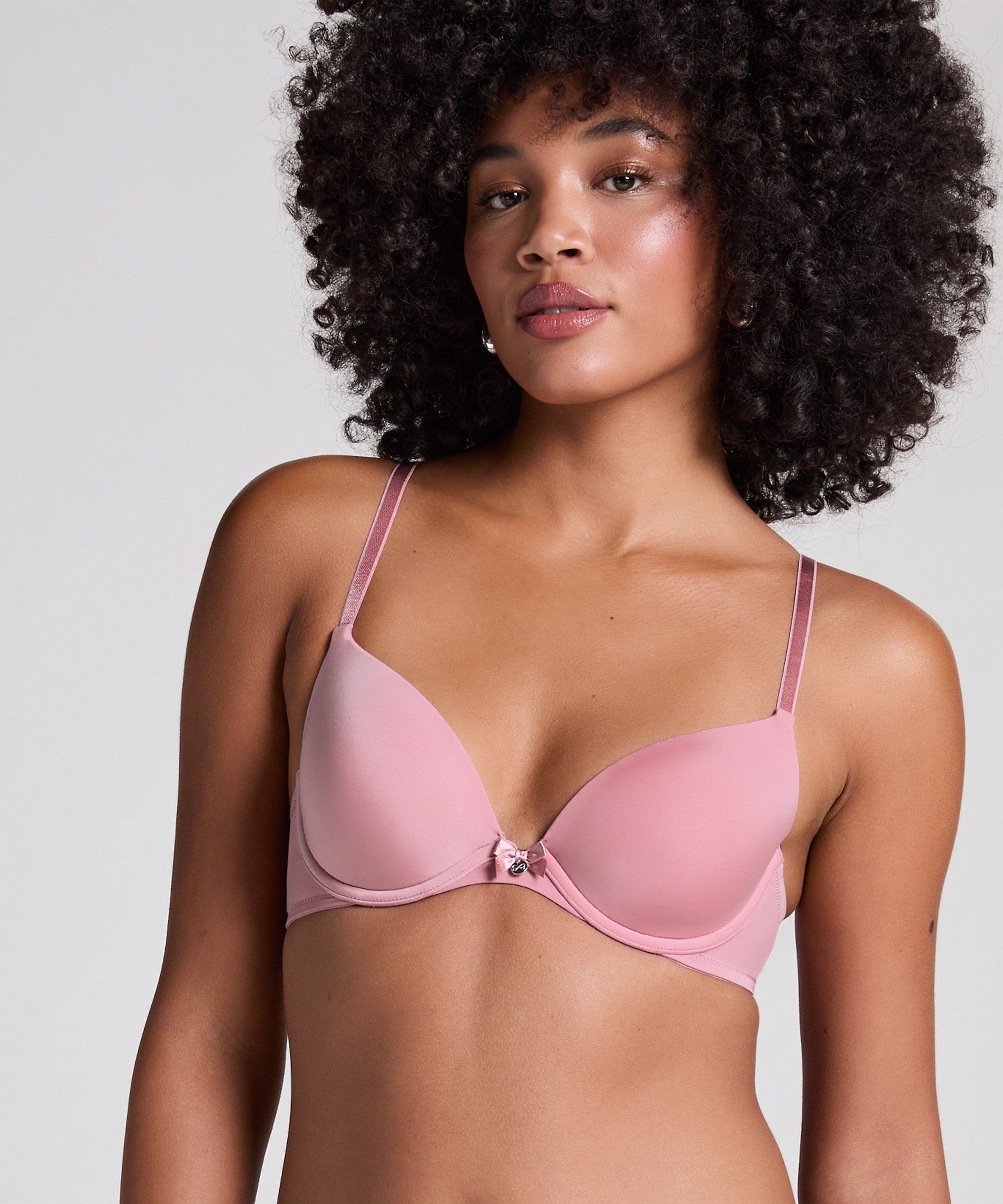Plunge Padded Underwired Bra, Pink, main