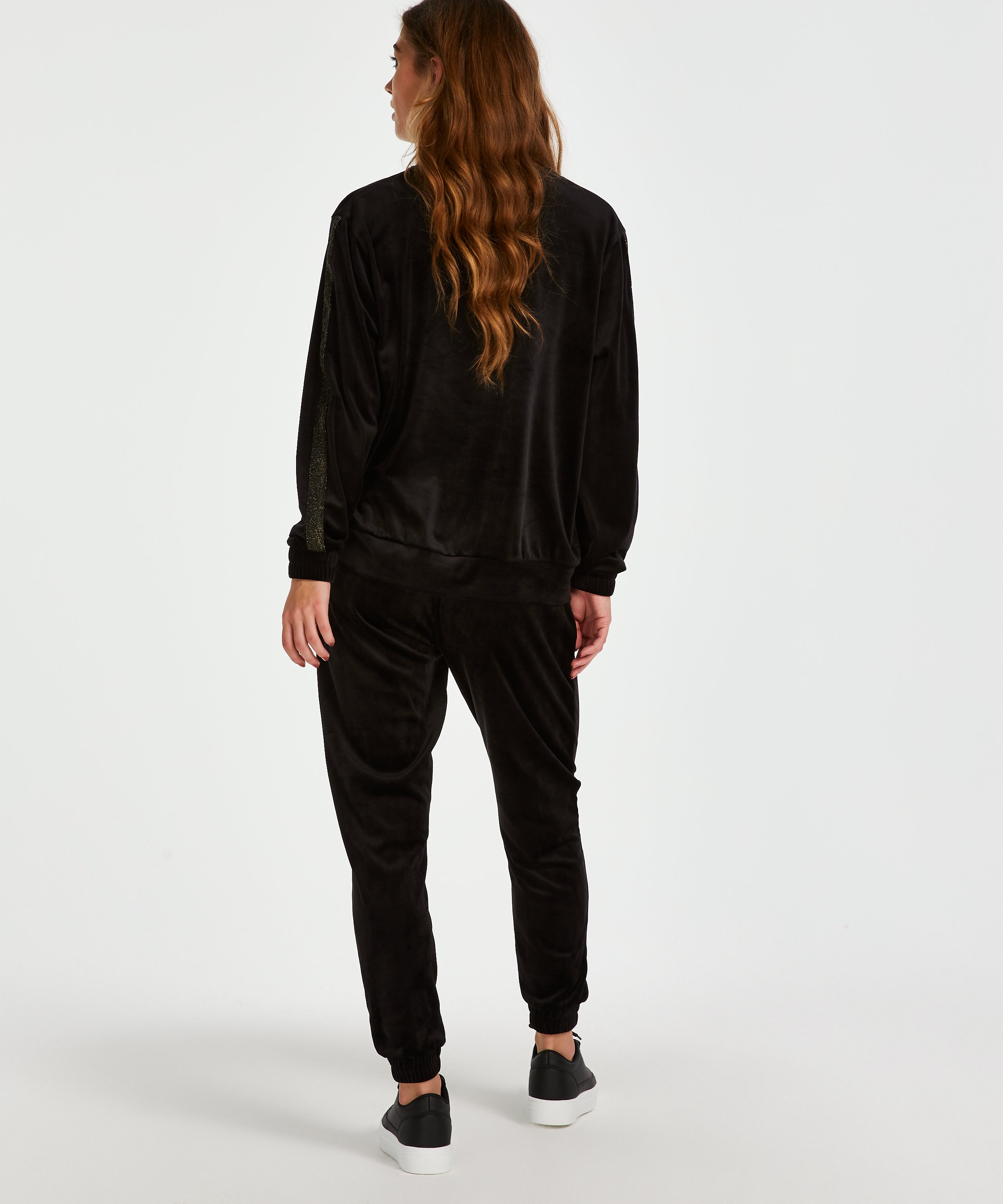 Velvet Lurex jogging bottoms, Black, main