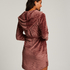 Short Fleece Ribbed Bathrobe, Purple