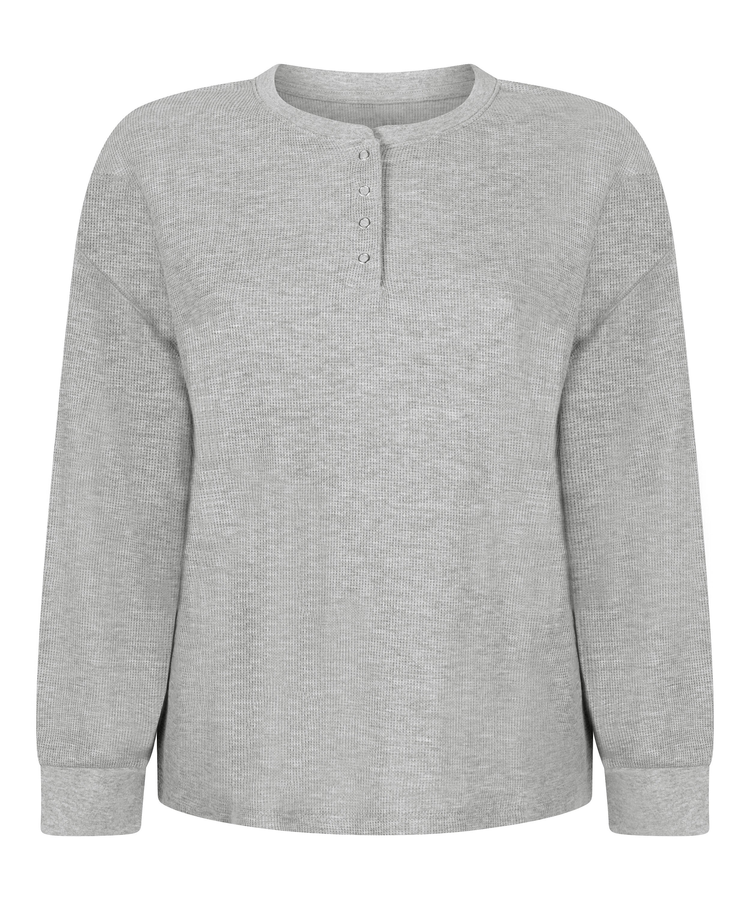 Top Waffle Henley, Grey