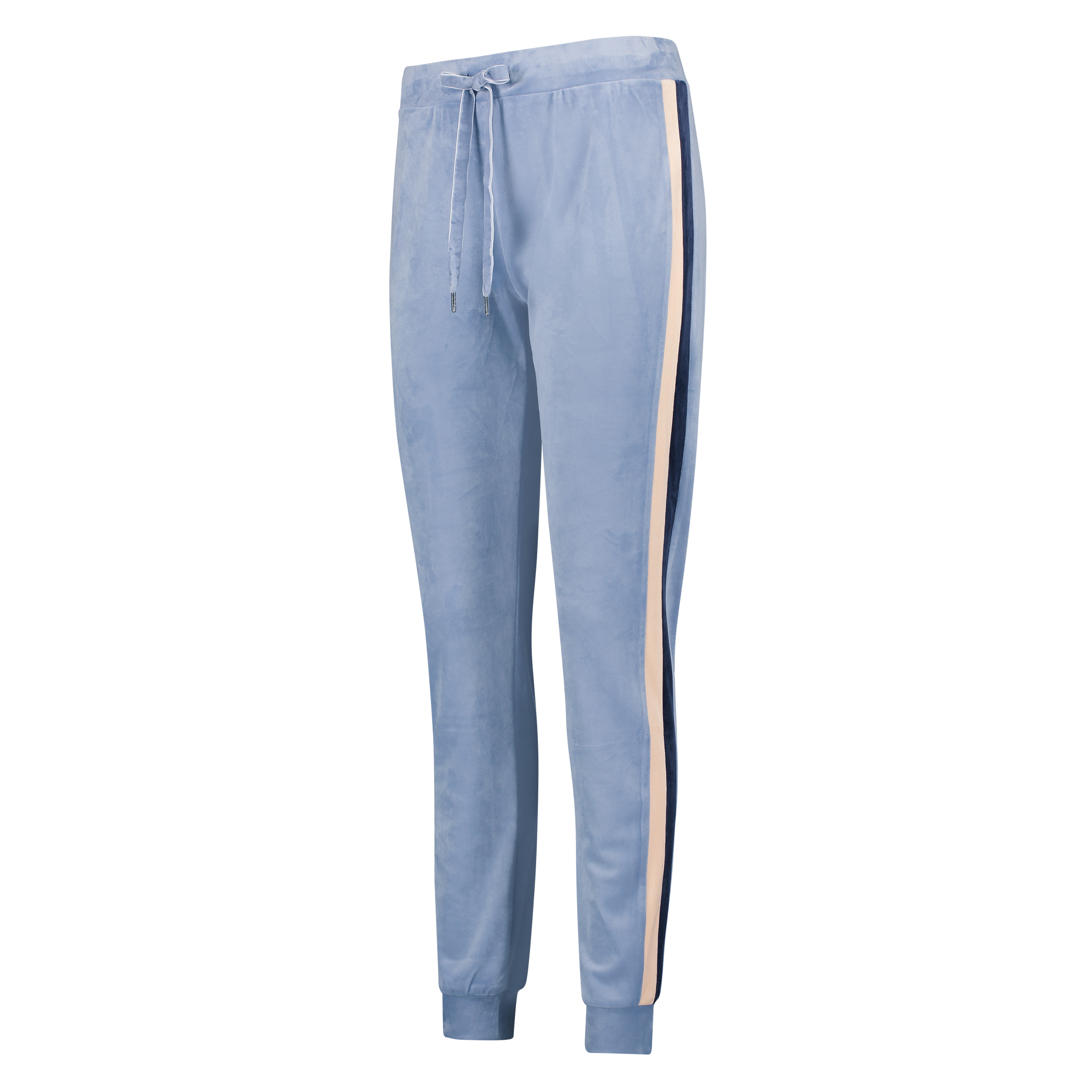 Striped Velvet Jogging Pants, Blue, main