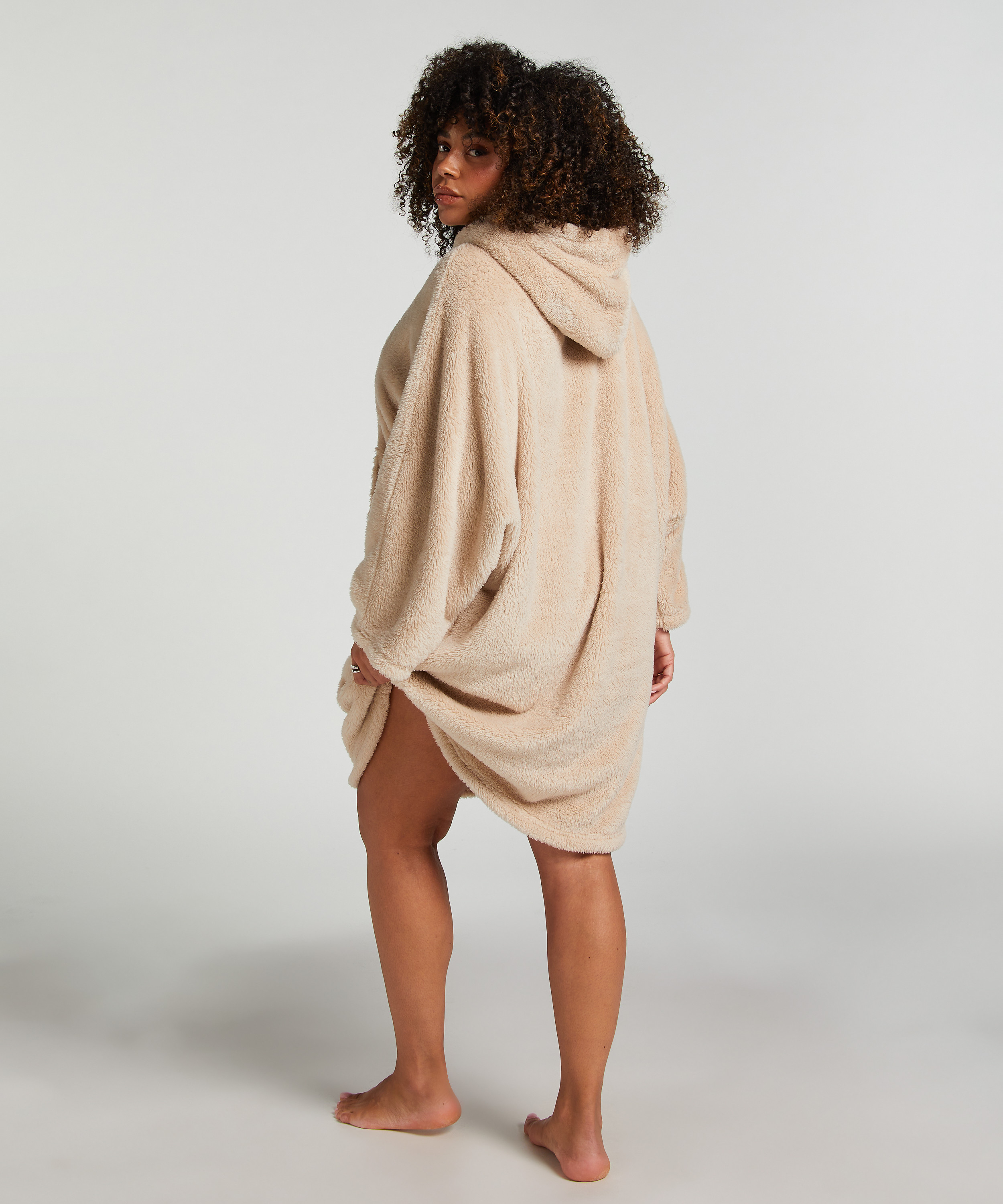 Snuggle Fleece Lounge Dress, Beige, main