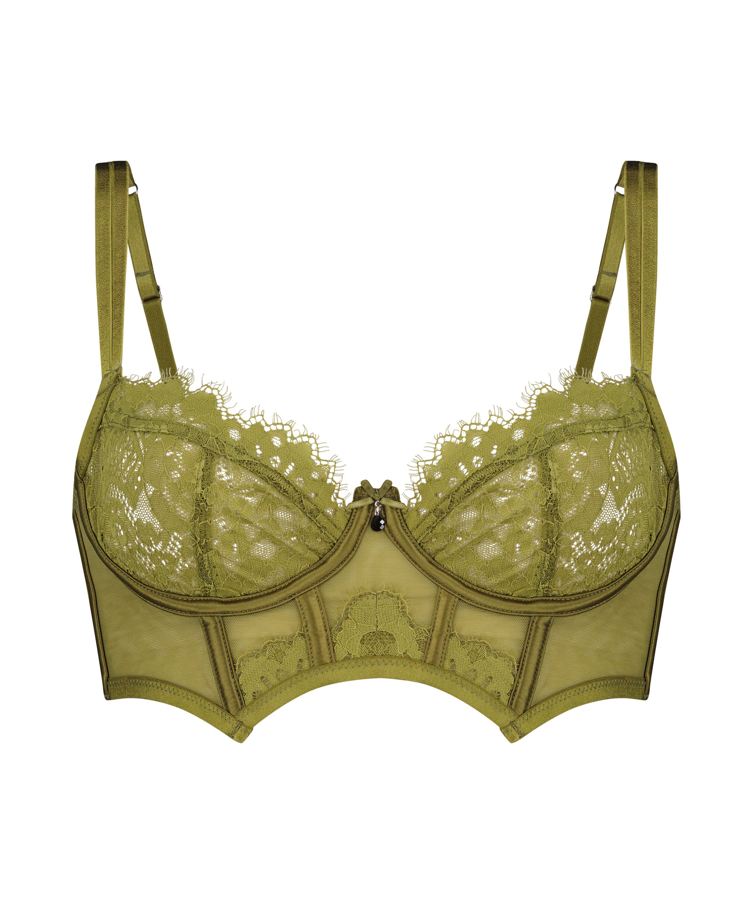 Amelie Non-Padded Underwired Longline Bra, Green