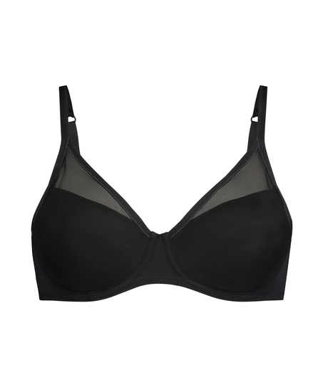 Mesh Padded underwired bra, Black
