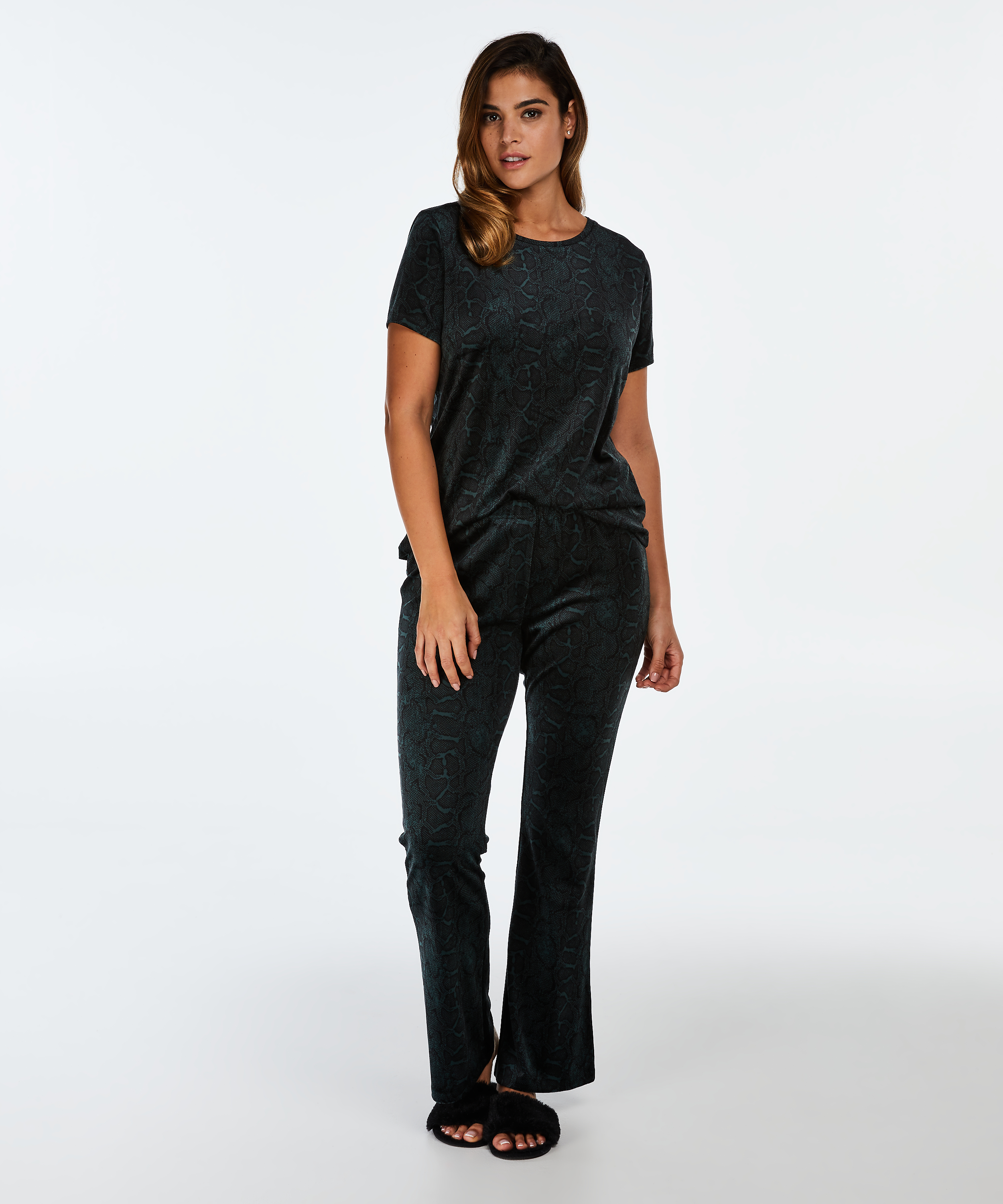 Flared Velvet Leggings, Green, main