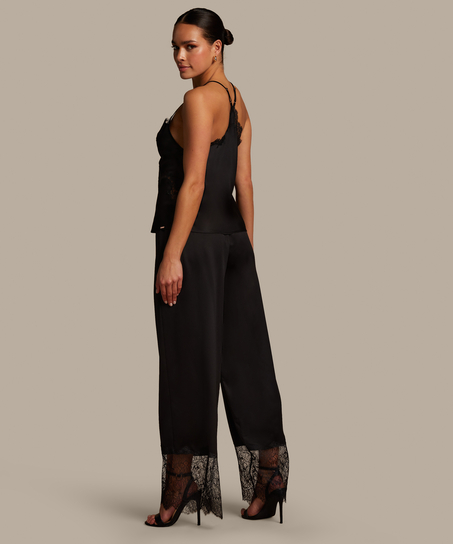 Sophia Wide Leg Lace Pants, Black