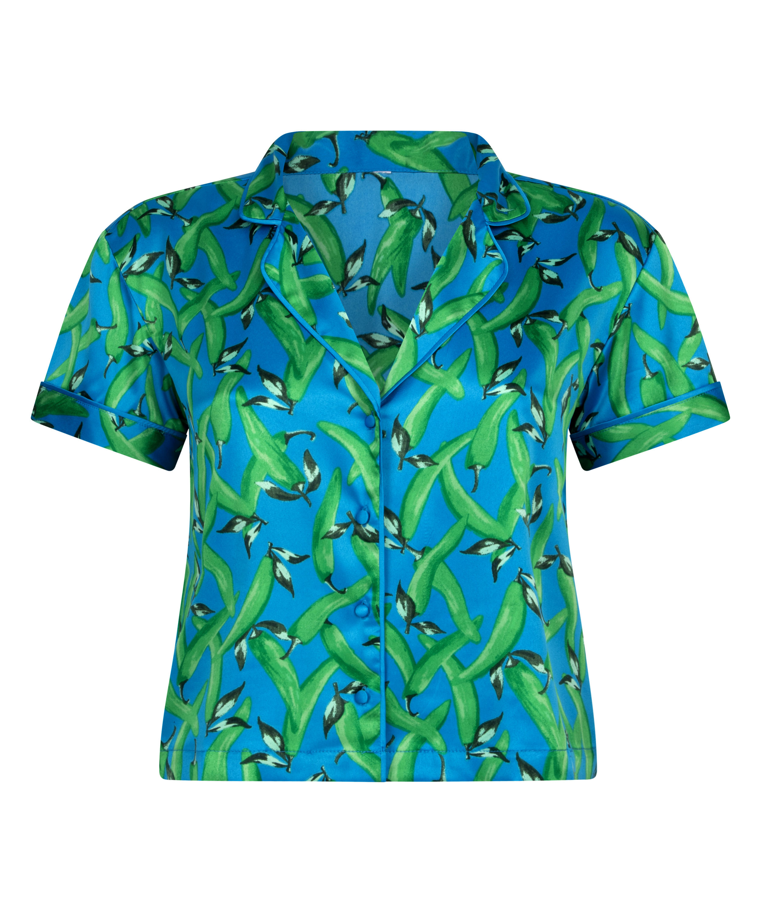 Satin Short-Sleeved Jacket, Blue, main