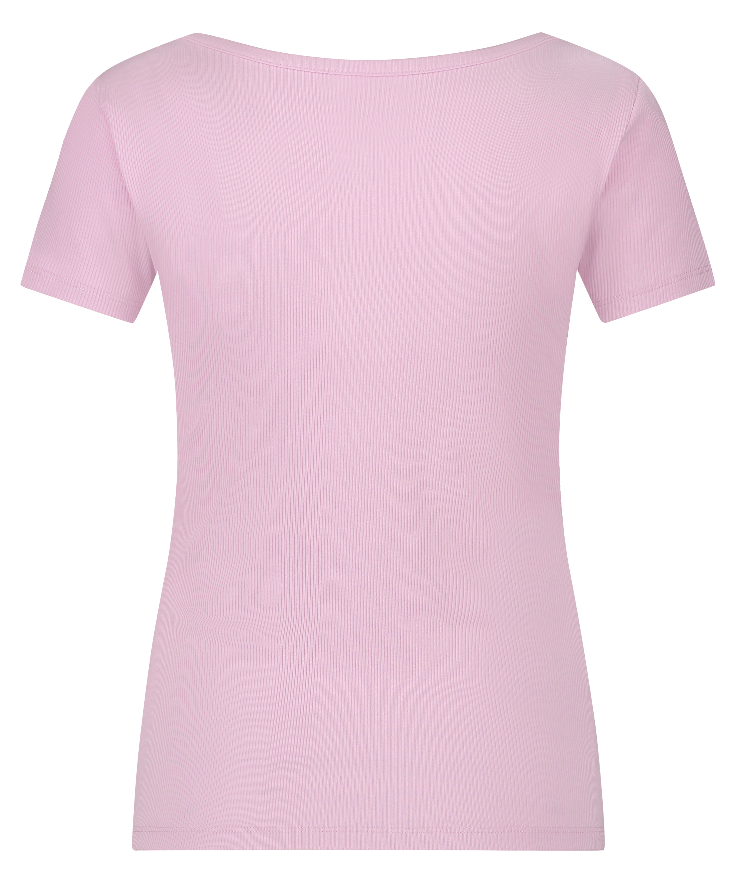 Rib Short-Sleeved Top, Pink, main