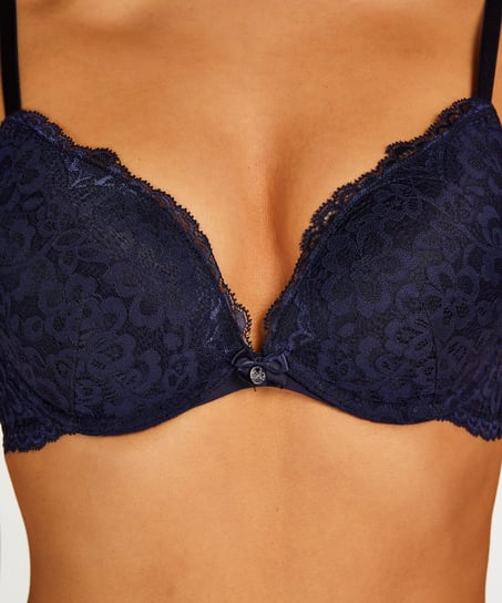 Marine Padded Underwired Push-Up Bra, Blue