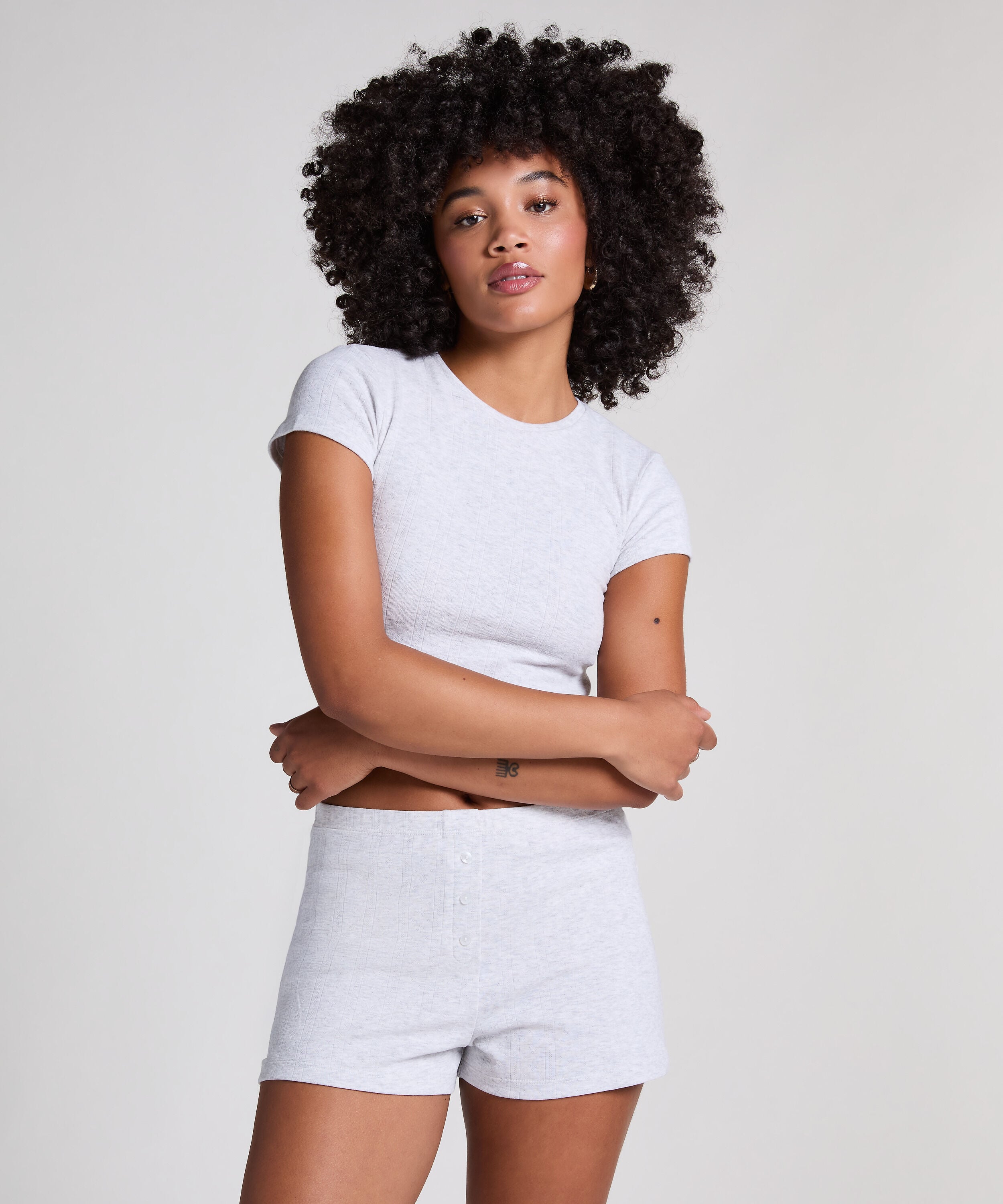 Pointelle shorts, Grey Pointelle shorts, Grey
