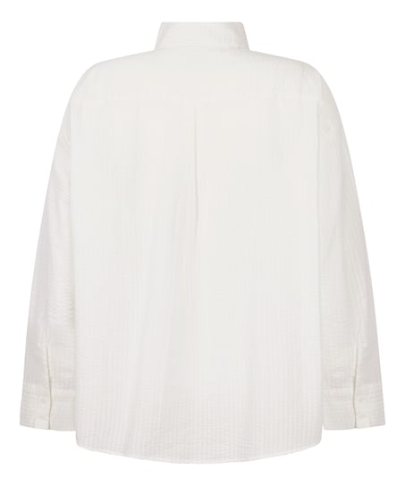 Seersucker Cotton Pyjama Top, White