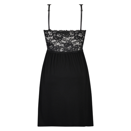 Nora Lace Slip Dress, Black