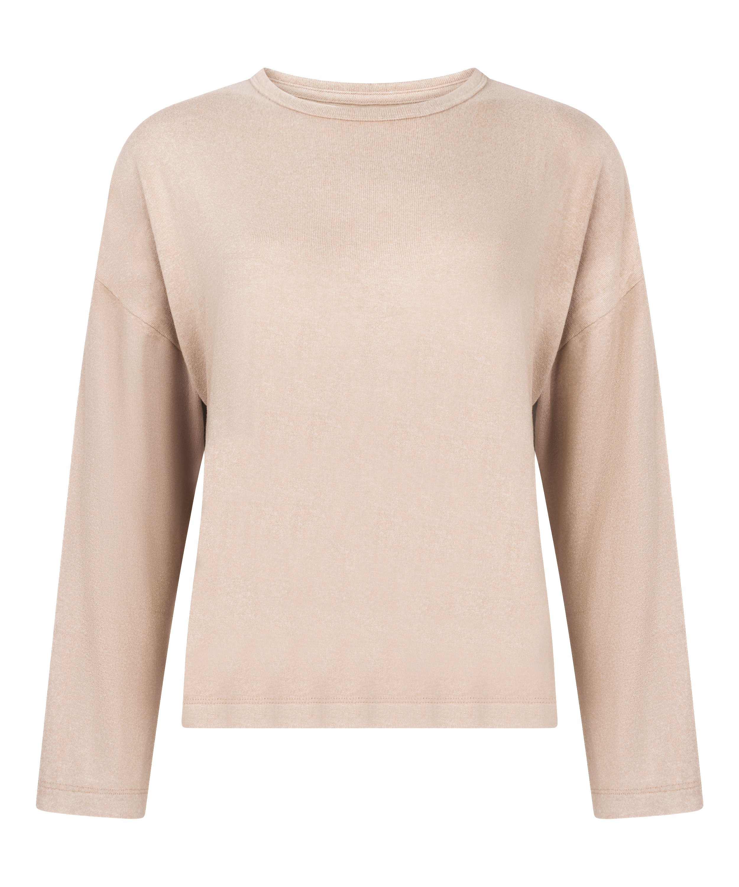 Jersey Long-Sleeved Pyjama Top, Beige, main