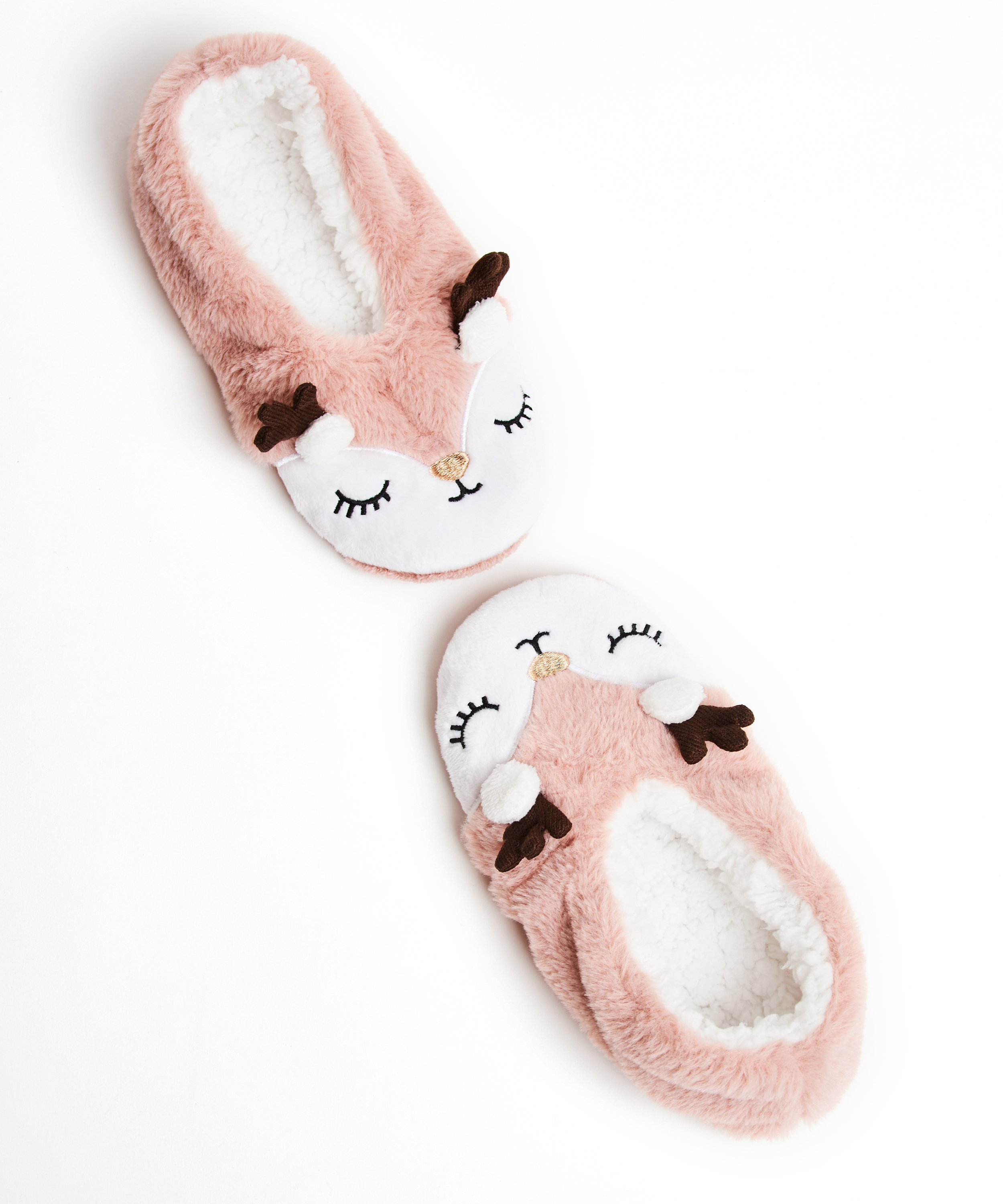 Reindeer Cosy Ballerina Slippers, Pink, main