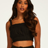 Ruched Crop Top, Black