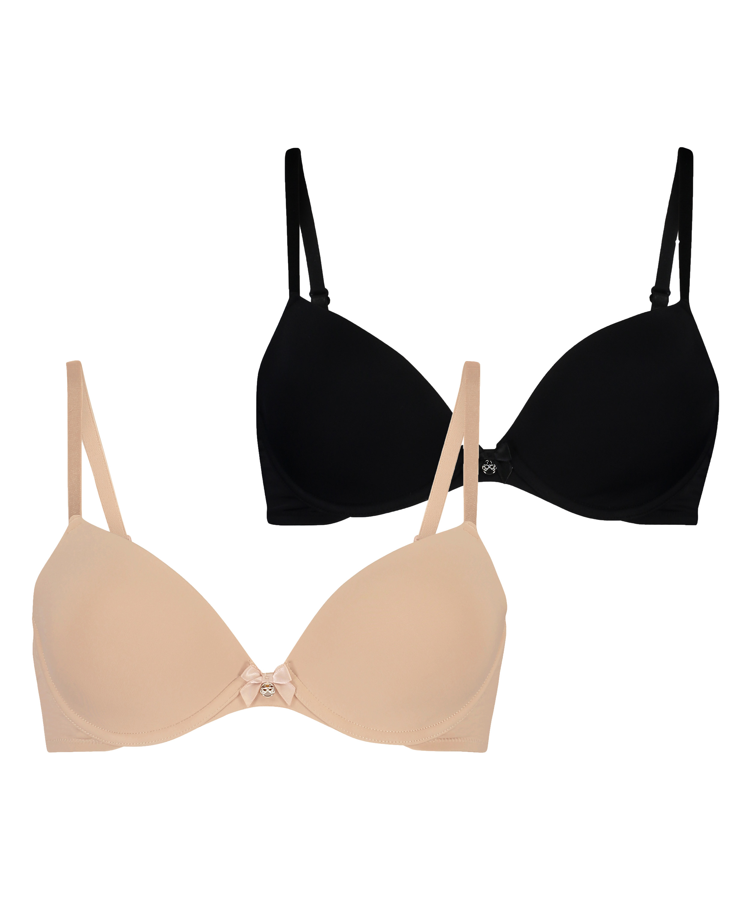 2-Pack Padded Underwired Bra, Beige, main